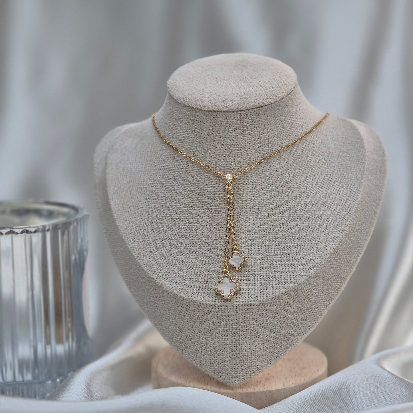 Drop Clover Necklace ~ Gold