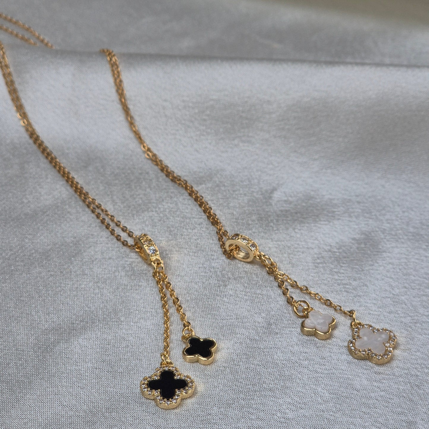 Drop Clover Necklace ~ Gold