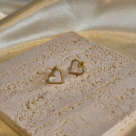 Serendipity Heart Studs ~ Ivory