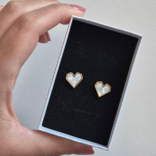Serendipity Heart Studs ~ Black / White