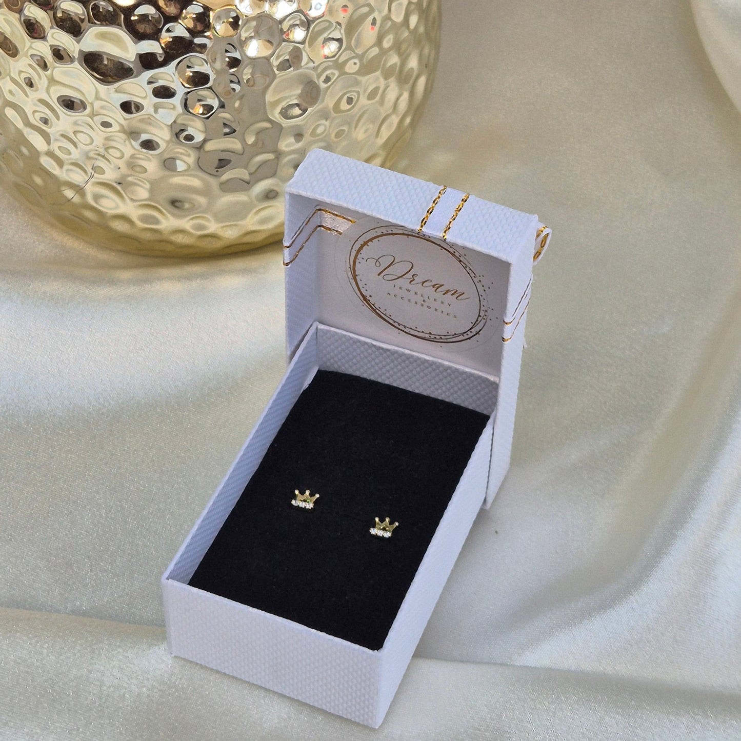 Crown Stud Earrings ~ Gold