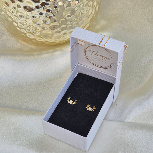 Reindeer Stud Earrings ~ Gold