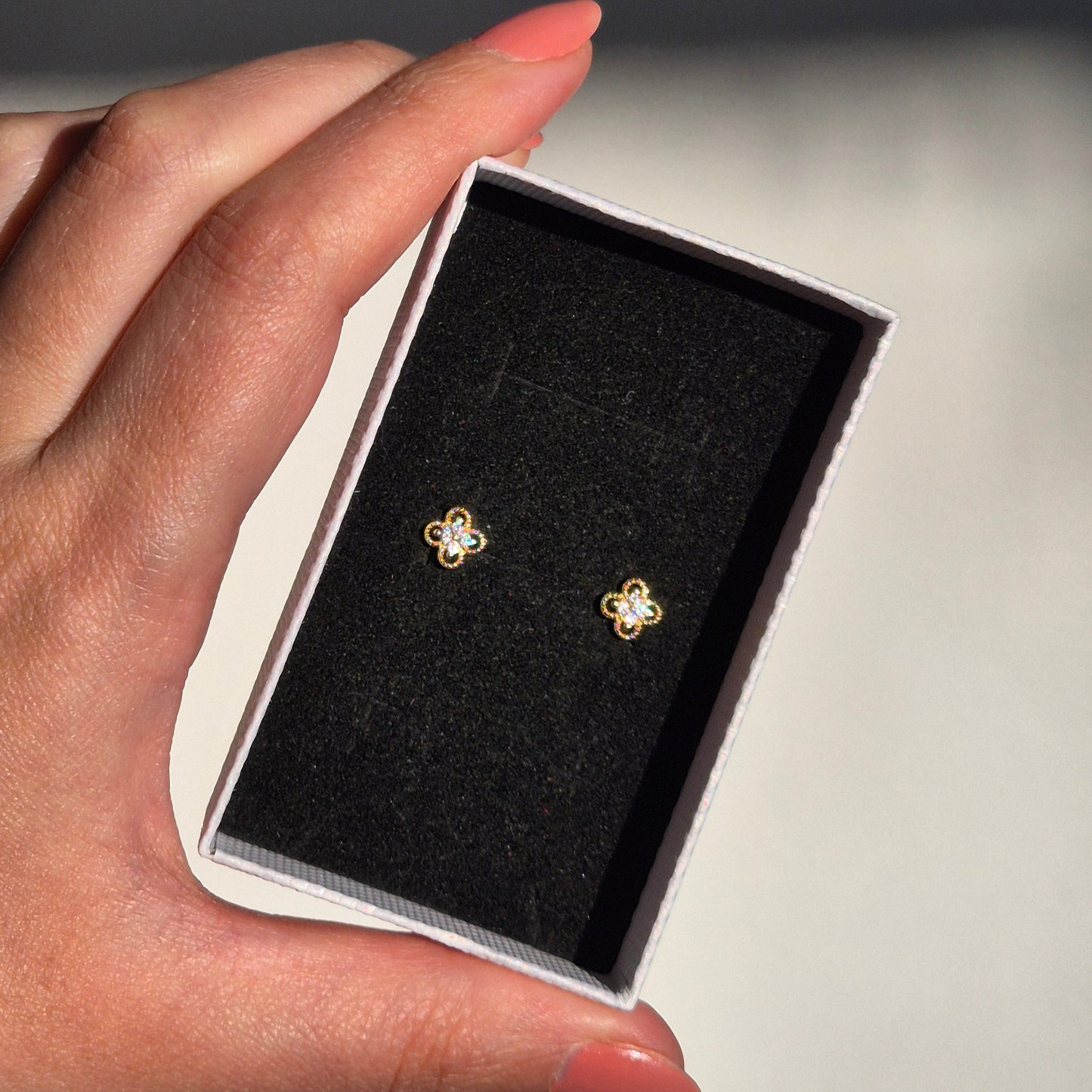 Clover Diamond Stud Earrings ~ Gold