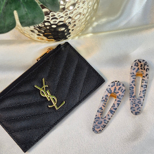 Large Hair Clip Duo ~ Leopard Print