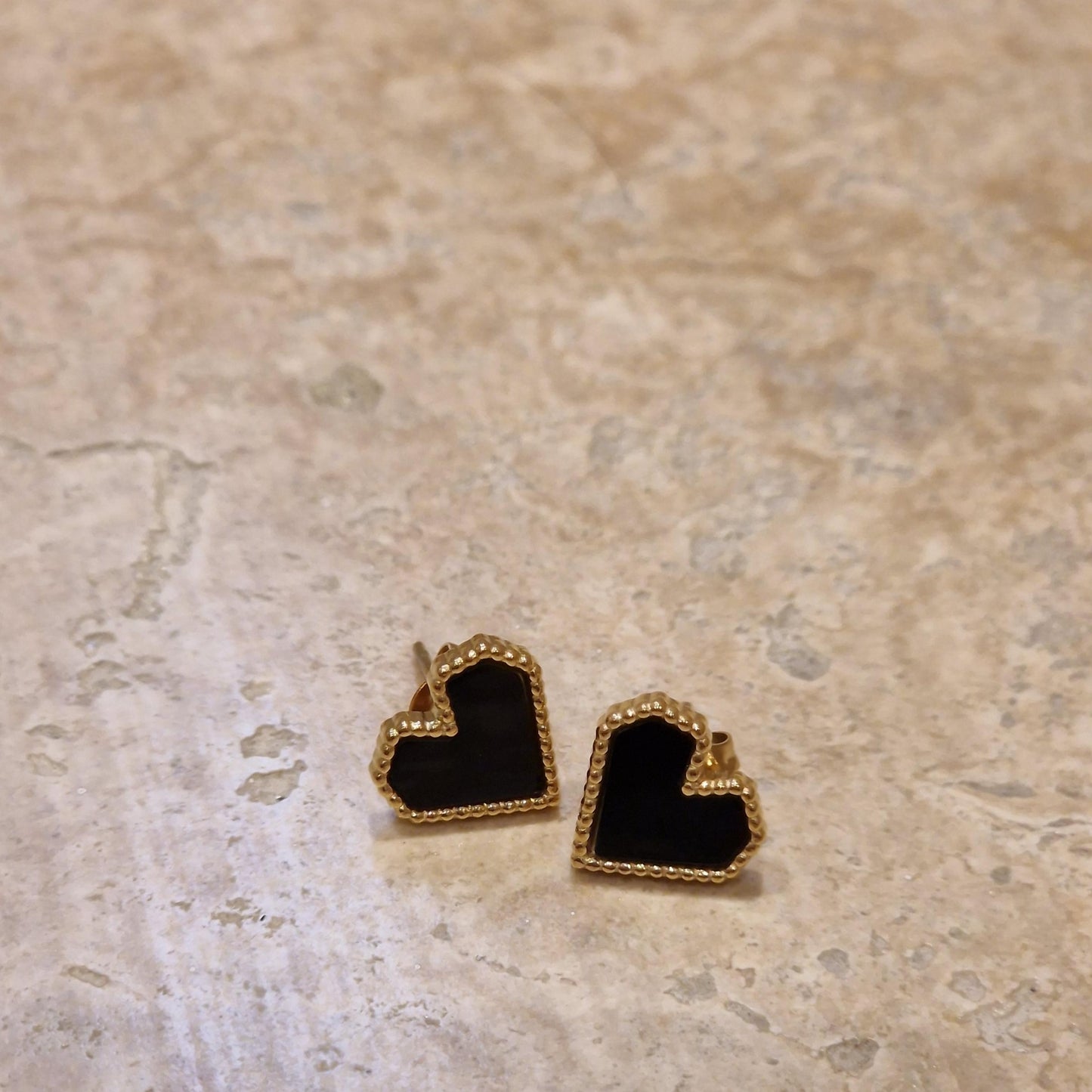 Serendipity Heart Studs ~ Black / White