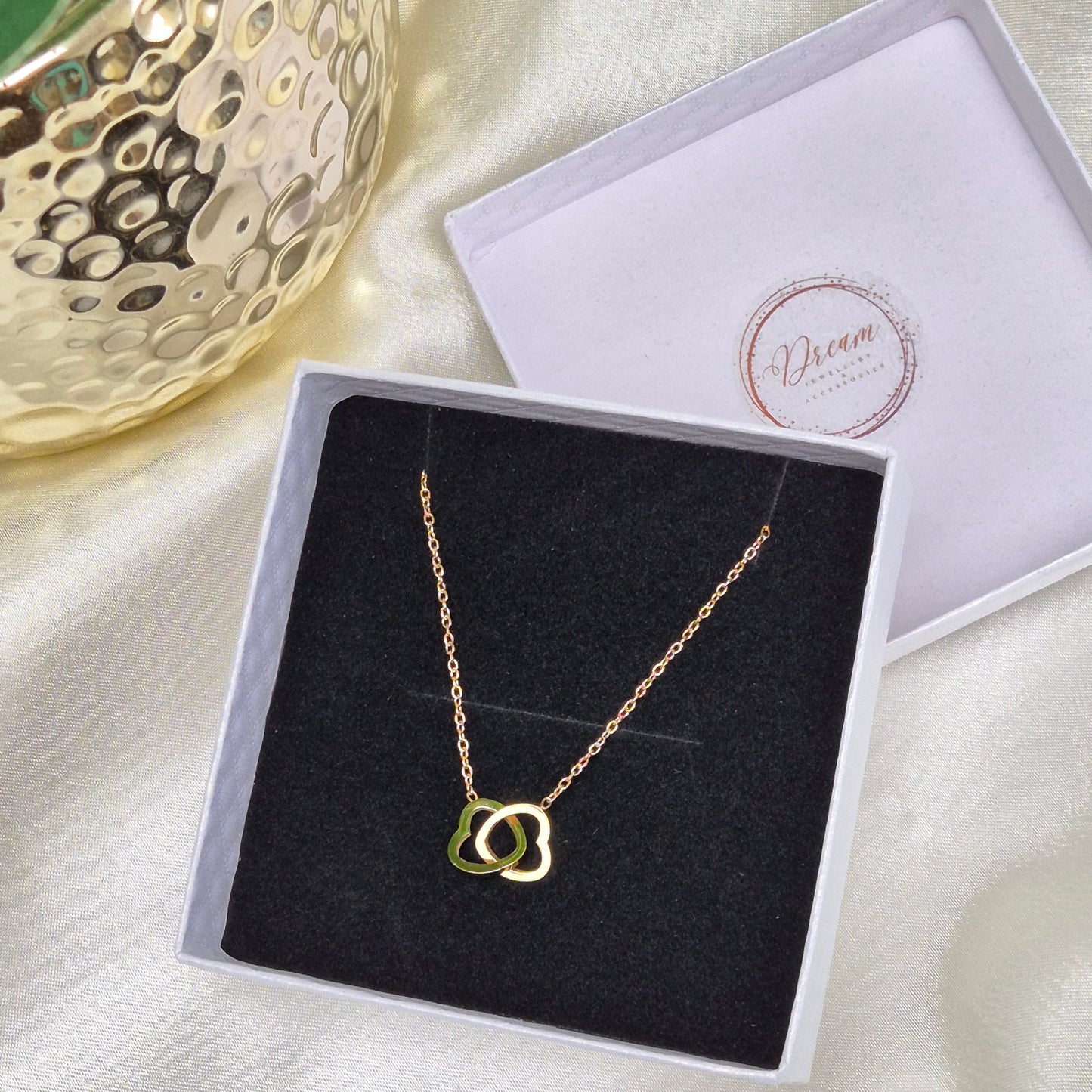 Twin Heart Necklace ~ Gold
