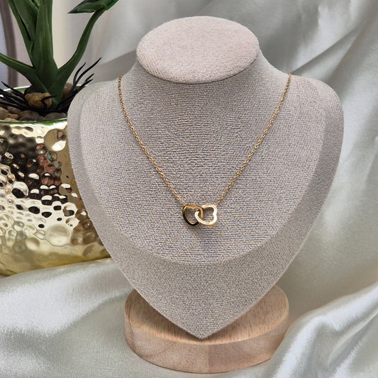 Twin Heart Necklace ~ Gold