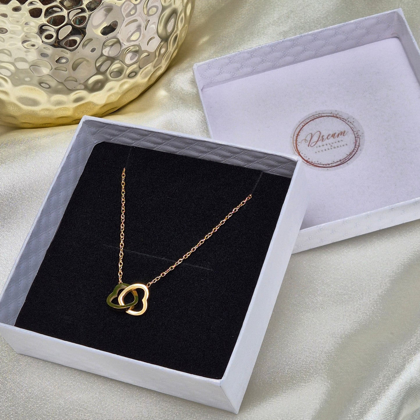 Twin Heart Necklace ~ Gold